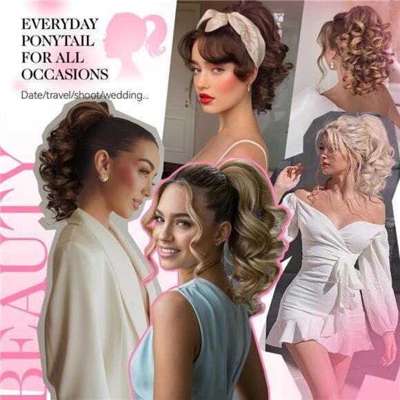 Clip on Ponytails for Women - 12 Inch Chocolate Brown - Picture 5 of 7